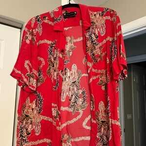 All Saints Red Floral Men's Shirt